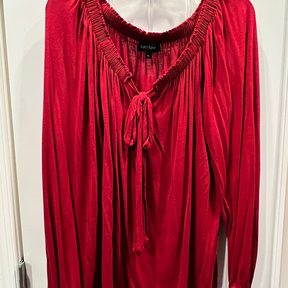 Karen Kane Red Blouse Top Sz XL - Picture 2 of 5